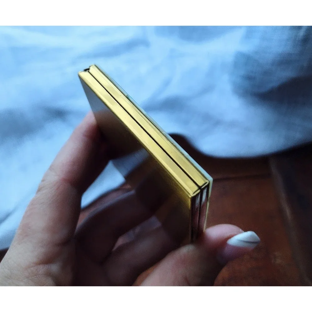 Vintage Marhill Genuine Mother of Pearl Checkerboard Compact Gold Tone Brass